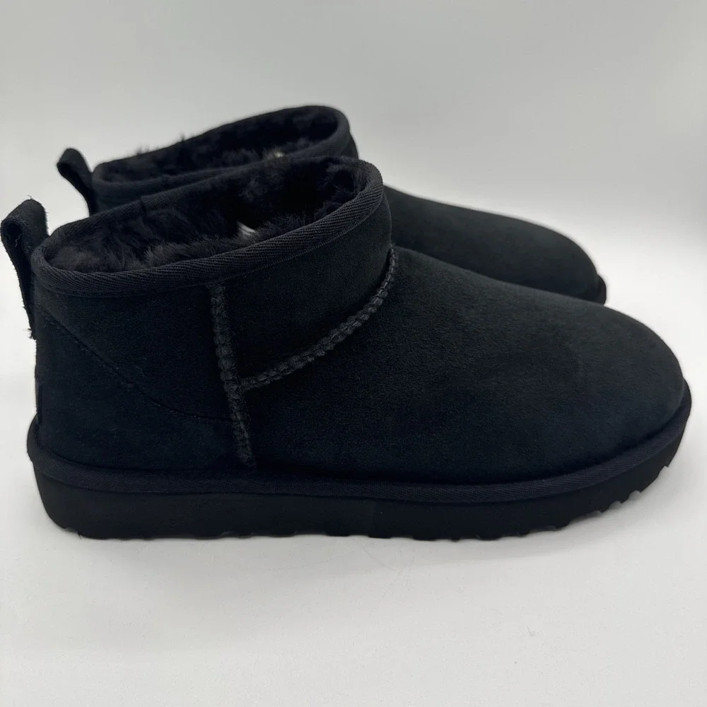 UGG Ultra Mini Boots Women's Size 12‎ Black Suede Water Repellant